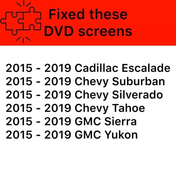 RSE DVD Monitor Repair RIBBON CABLE Chevy Chevrolet Tahoe Suburban XL LS LT